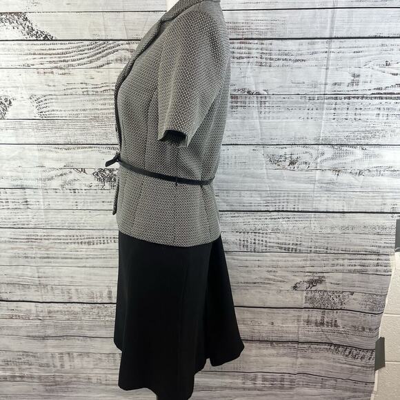 Evan Picone 2pc Blazer Skirt Suit size 6 Black Brown Tweed Career Lawyer - Picture 13 of 16
